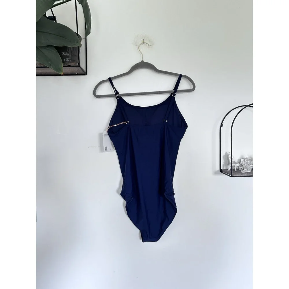 NWT Quince Deep Navy Italian Cami One-Piece Swimsuit Size Large